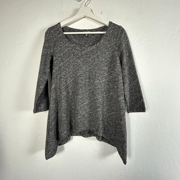 Eileen Fisher Womens Wool Blend Asymmetrical Sweater PS/PP Heather Grey Pullover - Picture 1 of 7